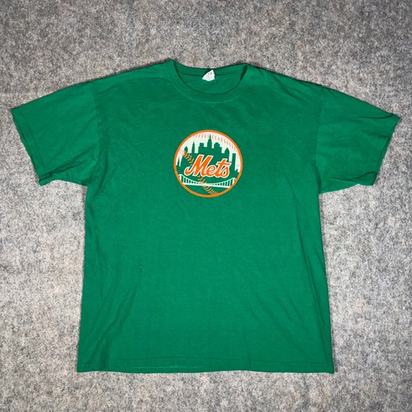 Anvil Mets T-Shirt Mens XL Green‎ GEICO Promo Baseball NYC Skyline Vintage Tee